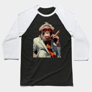 Cigar Smoking Orangutan: Sophisticated Orangutan Charm on a dark (Knocked Out) background Baseball T-Shirt